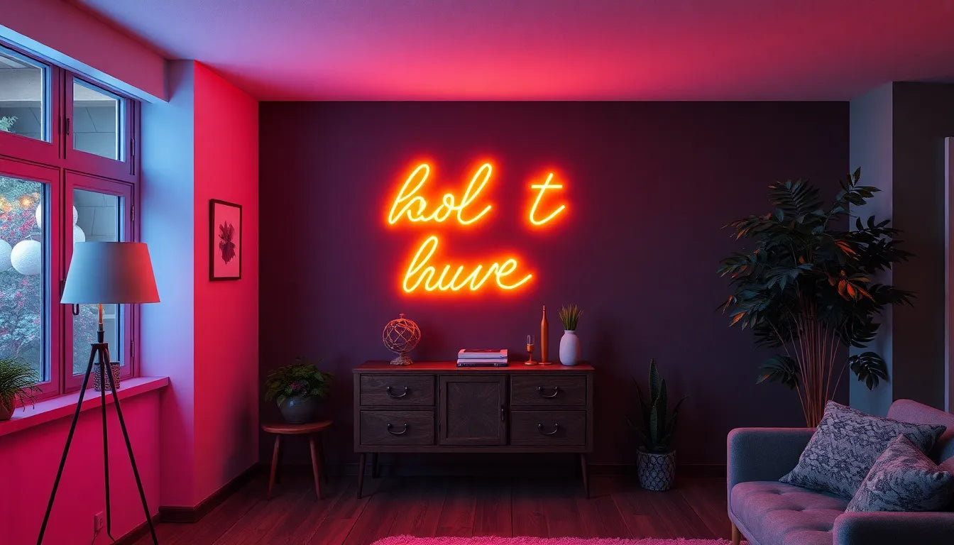 neon skilt: lys op med stil i dit hjem - Illustration