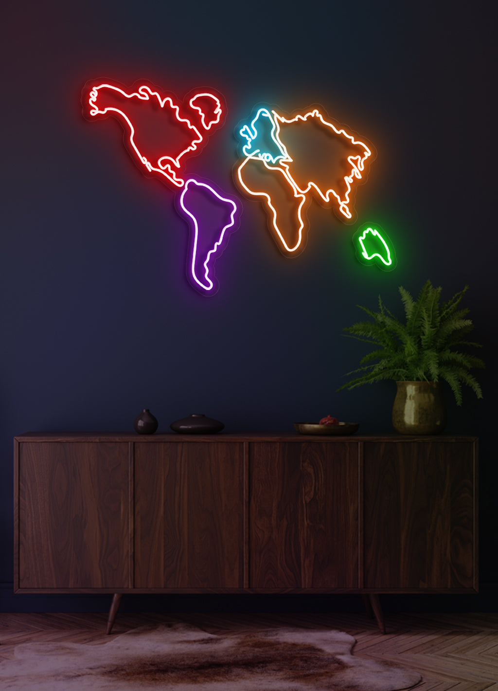 World map - LED Neon skilt