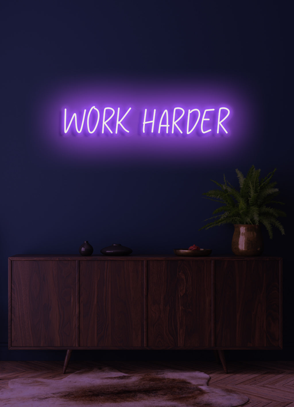 Work harder - LED Neon skilt