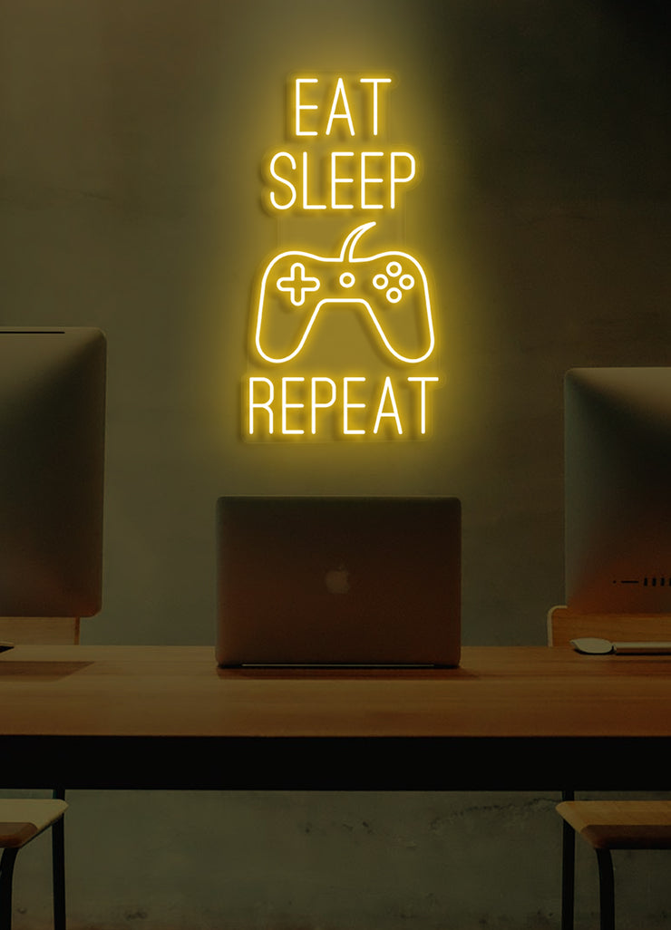 Eat Sleep Game Repeat - LED Neon skilt