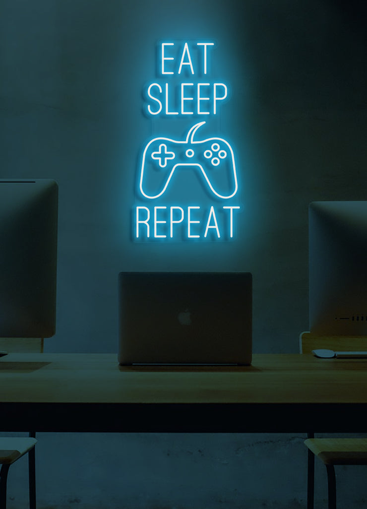 Eat Sleep Game Repeat - LED Neon skilt